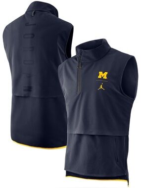 Men's Jordan Navy Michigan Wolverines 23 Tech Quarter-Zip Vest